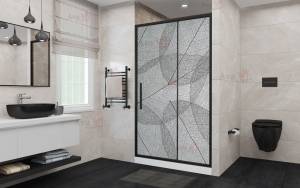 Душевая дверь в нишу AvaCan FB140MT профиль черный, стекло матовое, 160x195