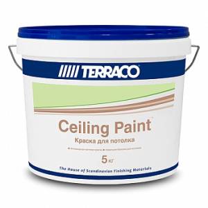 Краска краска для потолков акриловая Terraco Ceiling Paint матовая белая 5 кг