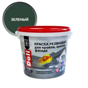 Краска резиновая трещиностойкая акриловая для кровли цоколя фасада Dali зеленый 6 кг