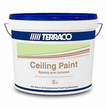 Краска краска для потолков акриловая Terraco Ceiling Paint матовая белая 5 кг