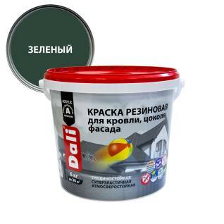 Краска резиновая трещиностойкая акриловая для кровли цоколя фасада Dali зеленый 6 кг