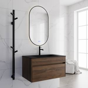 Тумба с раковиной Vincea Chiara 800 1 выкатной ящик, C.Oak, раковина черная