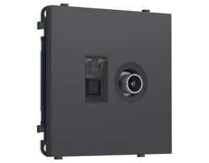Комплект механизма компьютерной розетки+TV оконечной Ambrella Volt Sigma MS912510 графит мягкое касание
