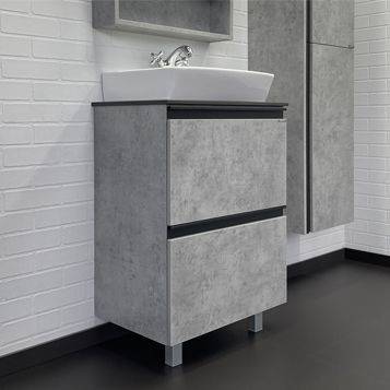 Тумба с раковиной Comforty Эдинбург-60-Н 00-00004763 бетон светлый с черной столешницей, с раковиной COMFORTY 9055RA-50