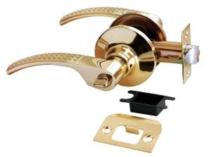 Дверная ручка Rucetti HK-04 WC SG/GP с фиксатором матовое золото/золото
