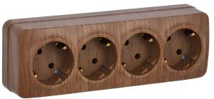 Розетка 4-местная с заземлением IEK Glory ERH41-K24-16 дуб