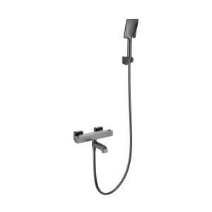 Смеситель для ванны Wonzon & Woghand WW-B2026-A1-BGG термостатический, с душевым гарнитуром, темный графит