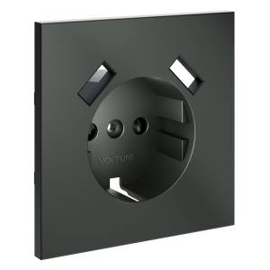 Лицевая панель для розетки с заземлением, шторками и USB Type A+A Voltum S70 VLS000906 титан