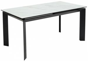 Стол Woodville Cremona 416425 KL-99 белый мрамор матовый/итальянская керамика/черный 180(240)x95x76