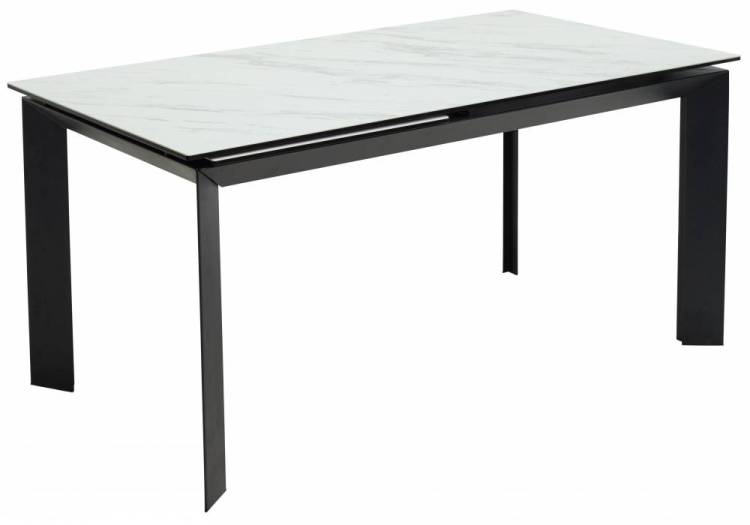Стол Woodville Cremona 416425 KL-99 белый мрамор матовый/итальянская керамика/черный 180(240)x95x76