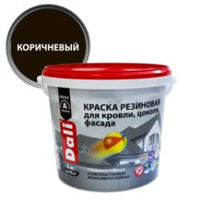 Краска резиновая трещиностойкая акриловая для кровли цоколя фасада Dali коричневый 6 кг
