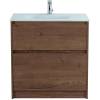 Тумба с раковиной BelBagno KRAFT-800-2C-PIA-RT 80x46x83 Rovere Tabacco напольная с фрезерованными ручками по всей длине фасада с двумя выкатными ящиками