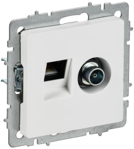 ТВ-розетка+Ethernet RJ45 IEK Brite BR-AK20-1-K91 арктический белый