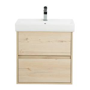 Тумба с раковиной Belbagno Neon NEON-600-2C-SO-PB 57.2x34.6x55 Pino Bianco подвесная с двумя выкатными ящиками, с доводчиками