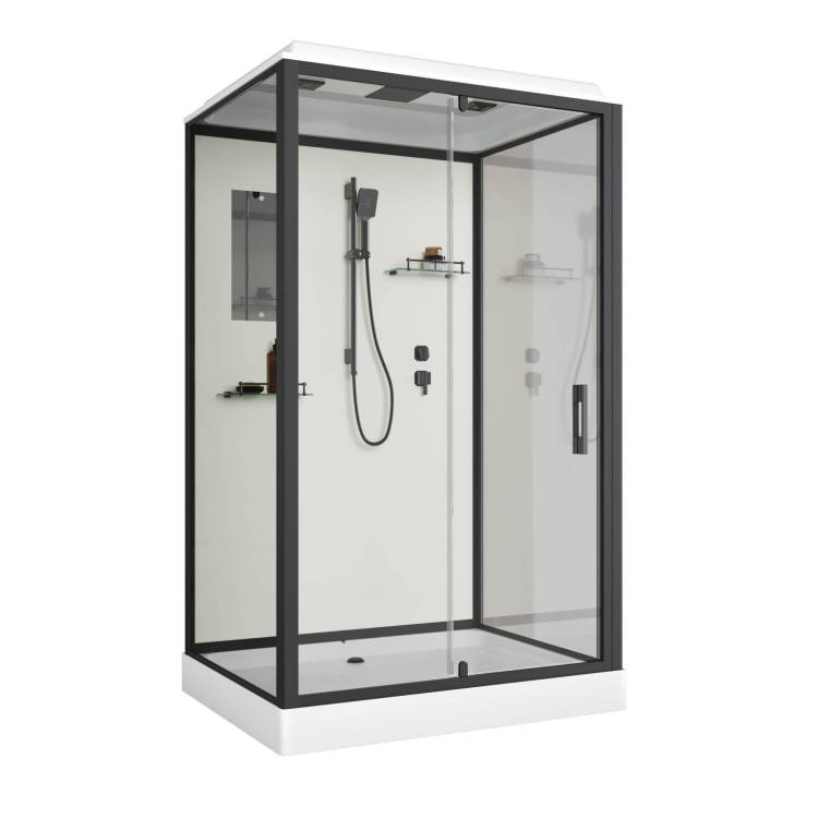 Душевая кабина Niagara Standart ST120/90/15Q/BL корпус черный матовый, стекло прозрачное, 120х90х215
