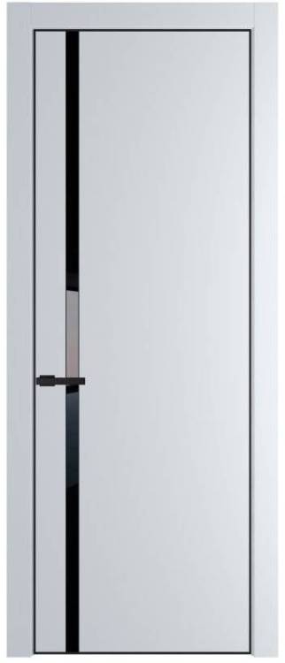 Межкомнатная дверь Profil Doors 21 PE полотно Вайт, кромка алюминиевая с четырех сторон черная, стеклянная вставка черный лак 700x2000