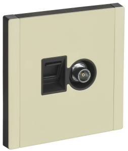 ТВ-розетка+Ethernet RJ45 IEK Forte&Piano FP-AK20-1-M-K41 серый сланец