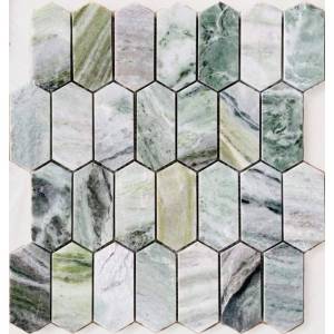 Мозаика LeeDo Pietrine Hexagonal Onice Verde Oliva Pol Long Hex (3.8x8.6) 27.8x30.4