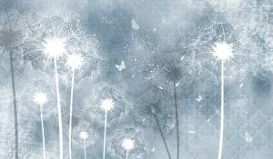 3D Фотообои Artegrafico «Загадочные одуванчики в голубых тонах» EK-007 песок