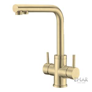 Смеситель для кухни Oulin OL-8021 Matt Gold с подключением к фильтру