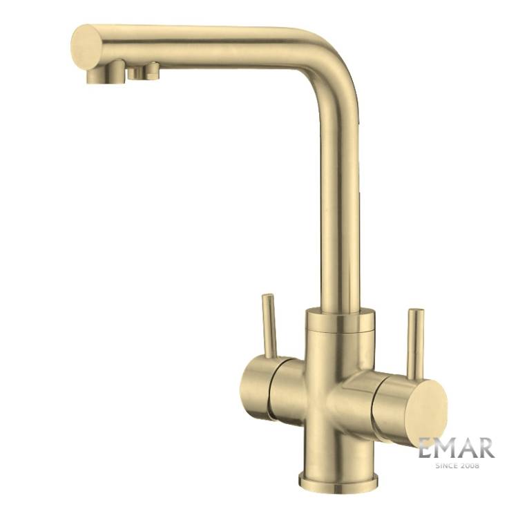 Смеситель для кухни Oulin OL-8021 Matt Gold с подключением к фильтру