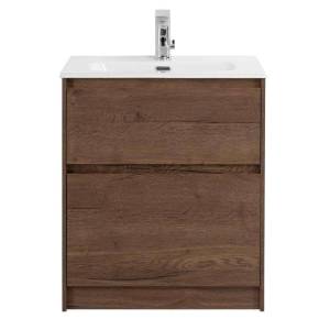 Тумба с раковиной BelBagno KRAFT39-500/390-2C-PIA-RT 50x39x83 Rovere Tabacco напольная с фрезерованными ручками по всей длине фасада с двумя выкатными ящиками