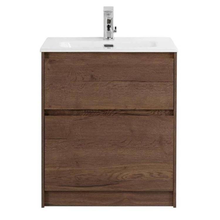 Тумба с раковиной BelBagno KRAFT39-500/390-2C-PIA-RT 50x39x83 Rovere Tabacco напольная с фрезерованными ручками по всей длине фасада с двумя выкатными ящиками