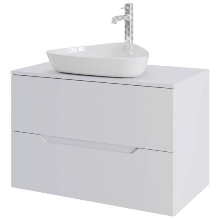 Тумба с раковиной Orange Line Li-80TuwMDF+B07-500W белая матовая, 80.5 см