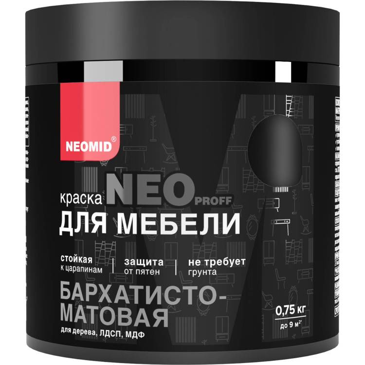 Краска для мебели Neomid черный 0.75 кг