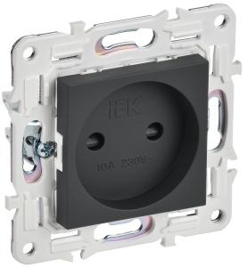 Розетка 1-местная с защитными шторками IEK Skandy SK-R13-10-K53 графит