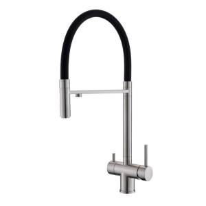 Смеситель для кухни Maretti Calabria S CAS31RGF19 с гибким изливом и подключением фильтра, сатин
