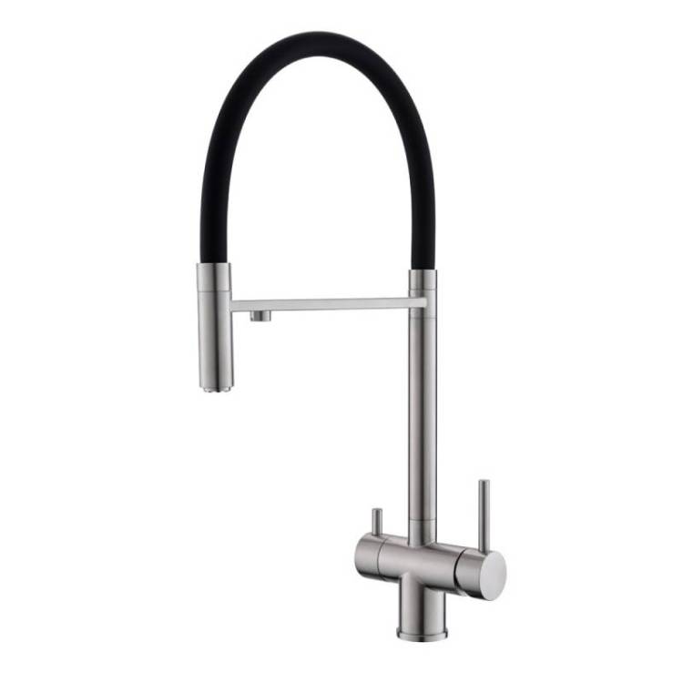 Смеситель для кухни Maretti Calabria S CAS31RGF19 с гибким изливом и подключением фильтра, сатин