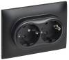 Розетка 2-местная с заземлением и шторками IEK Skandy SK-R24-16-K02-F черный