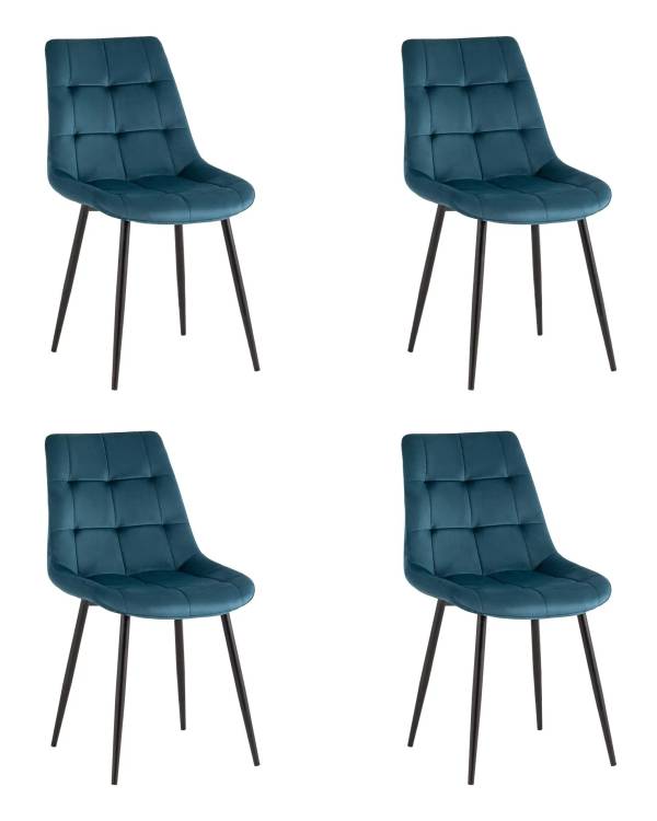 Набор из 4 стульев Stool Group Флекс OS-2499-V seat HLR-63 DUAL X4 сине-зеленый велюр