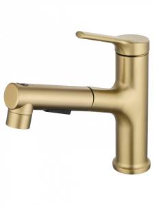 Смеситель для раковины Wonzon & Woghand WW-A40862-BG с выдвижным изливом, брашированное золото