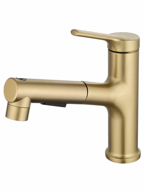 Смеситель для раковины Wonzon & Woghand WW-A40862-BG с выдвижным изливом, брашированное золото