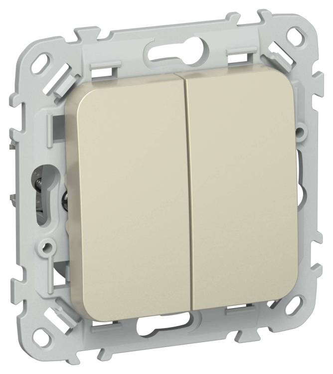 Выключатель 2-клавишный проходной IEK Flite FI-V22-0-10-1-K37 шампань