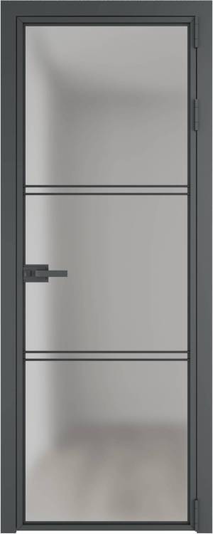 Межкомнатная дверь Profil Doors 3 AX цвет профиля Серая ночь, стекло безопасное 6 мм матовое 700x2000