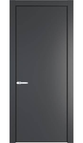 Межкомнатная дверь Profil Doors 1 PA полотно Графит, профиль черный 700x2000