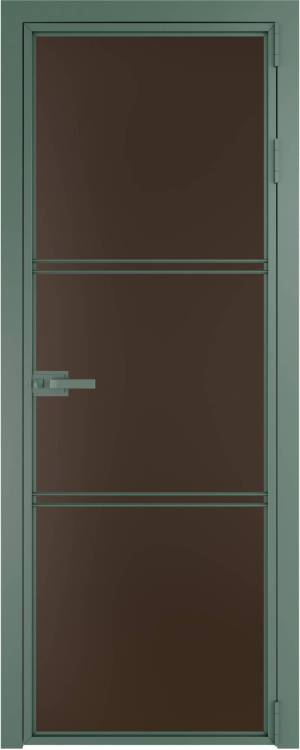 Межкомнатная дверь Profil Doors 3 AX цвет профиля Зеленый воск, стекло безопасное 6 мм монохром шоколад 700x2000