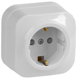 Розетка 1-местная с заземлением и шторками IEK Glory ERH14-K01-16 белый