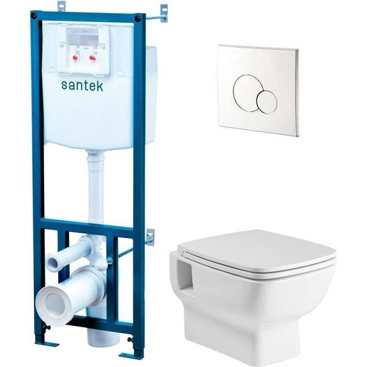 Унитаз с инсталляцией Santek Нео 1WH501572 с кнопкой хром