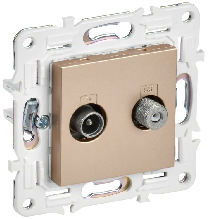 ТВ-розетка TV+SAT IEK Skandy SK-AF20-O-K98 песочный