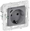 Розетка 1-местная с заземлением, шторками и USB Type С IEK Skandy SK-R14-16-U14-018-K03 серый