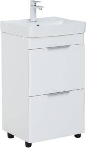 Тумба с раковиной Aquanet Ирис new 00310151 50 белый глянец, 2 ящика