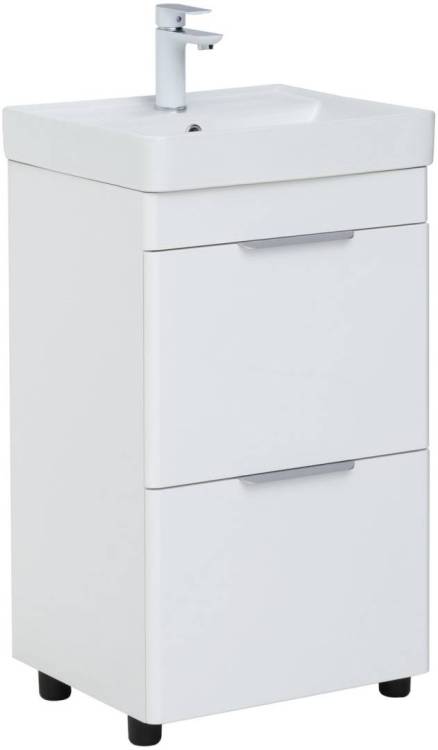 Тумба с раковиной Aquanet Ирис new 00310151 50 белый глянец, 2 ящика