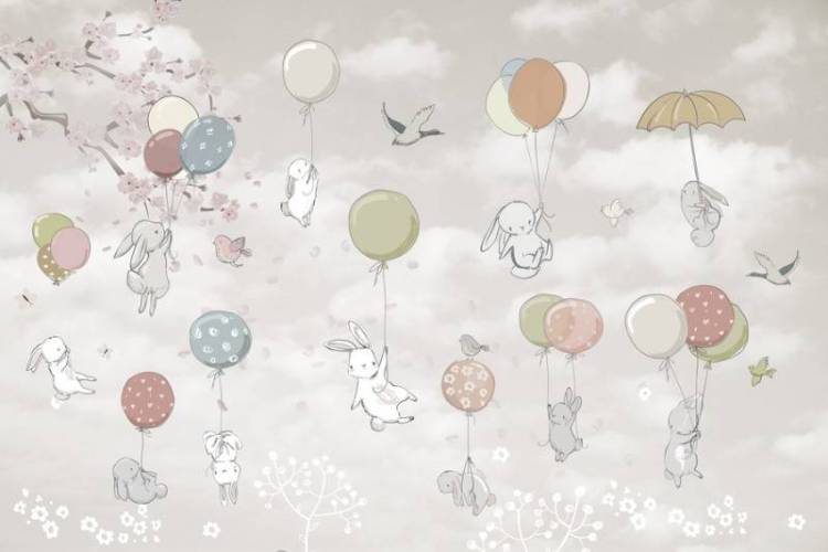 3D Фотообои Artegrafico «Забавные зайки» KID-036 акварель