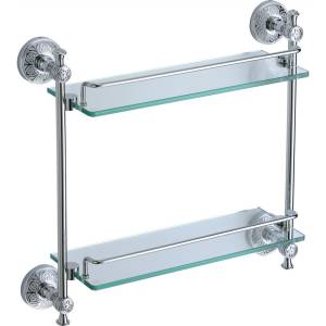 Полка прямая двойная (стеклянная) 40 см Savol 58а S-005822А хром