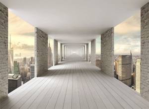 3D Фотообои Artegrafico «Открытый тоннель с видом на небоскребы» ABS-087 песок