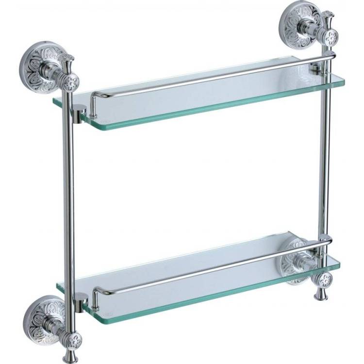 Полка прямая двойная (стеклянная) 40 см Savol 58а S-005822А хром